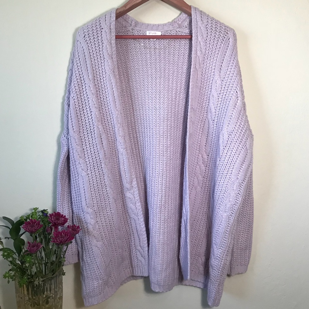 Oversized Chunky Lavender Cardigan Sweater